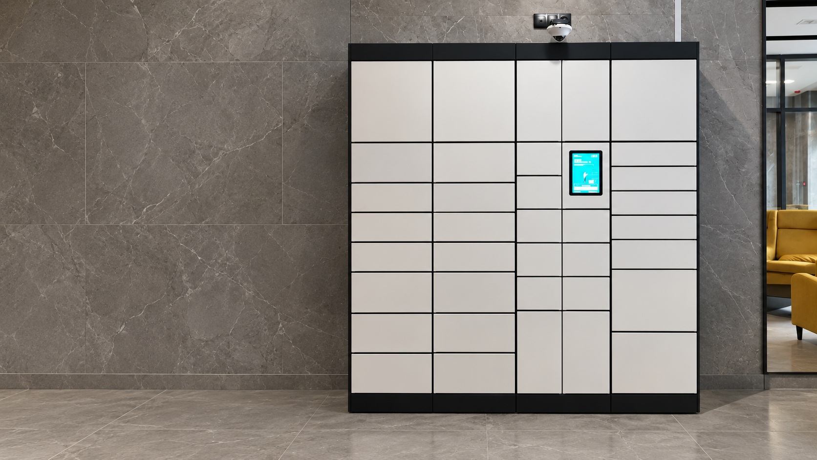 Постамат IZIBOX в интерьере жилого комплекса